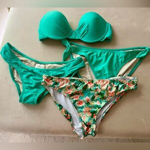 NWOT!  Shoshanna special grouping of bikini- 4 piece set.  Sea green and floral.